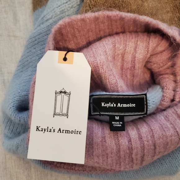 KAYLA'S ARMOIRE | Women's multi-color block stripe sweater. Size medium. NWT. - Picture 4 of 5